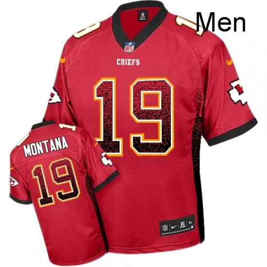 Men Nike Kansas City Chiefs 19 Joe Montana Elite Red Drift Fashion NFL Jersey